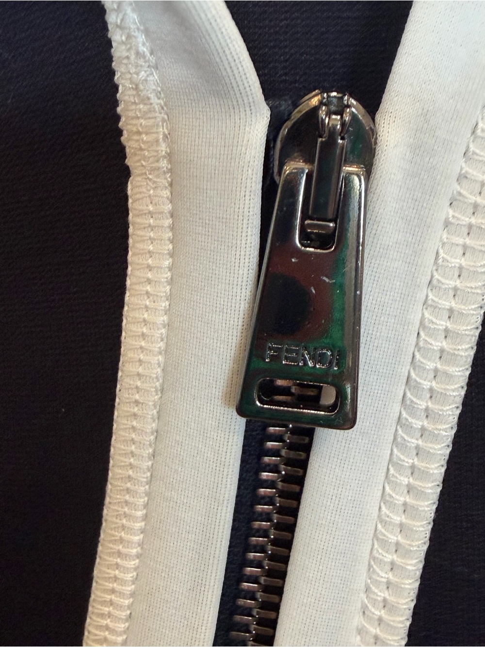 Fendi NWT Moto Jacket with White Piping and Yellow Trim - Picture 10 of 12